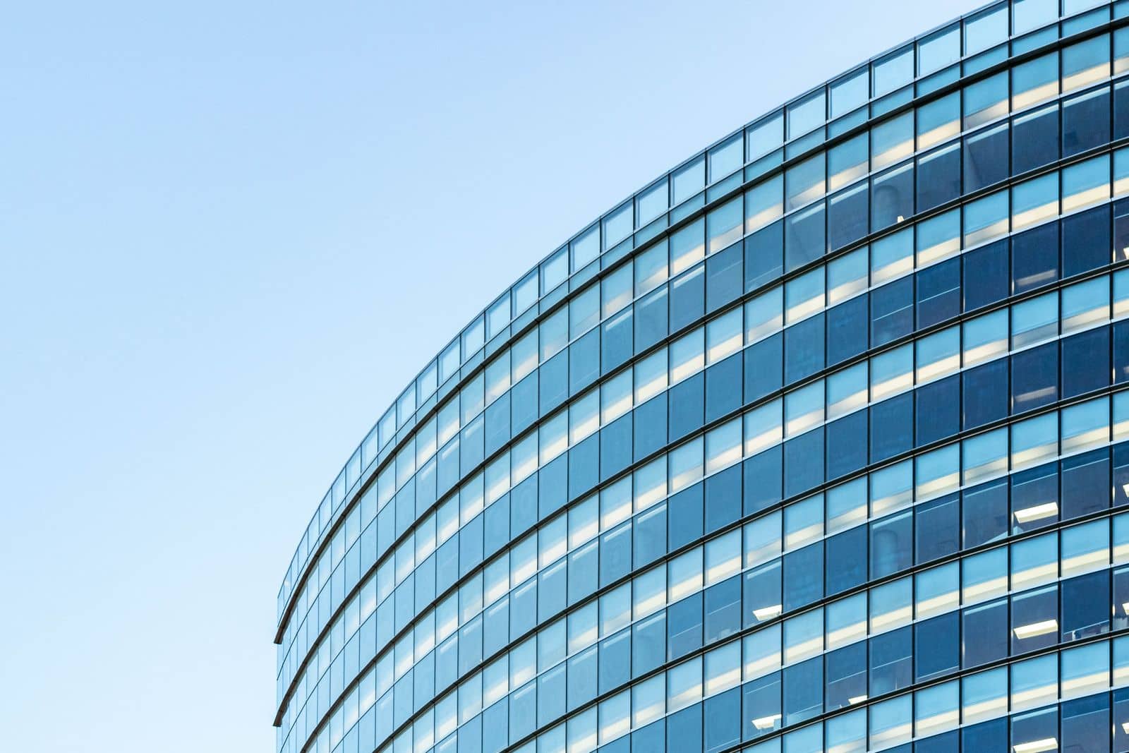 A modern glass office tower
