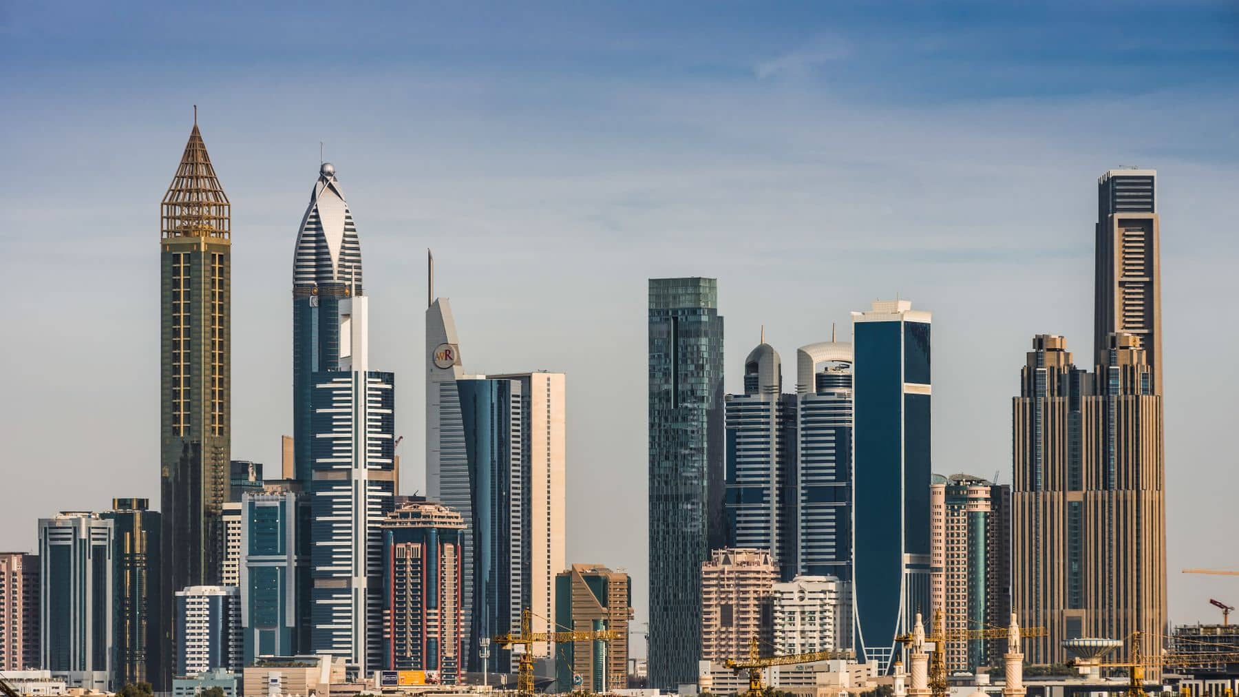 The Dubai skyline along Sheikh Zayed Road